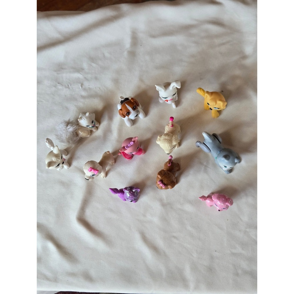 Littlest Pet Shop LPS Style Mini Figures Lot Dogs Cats Bunny Glitter Mixed
